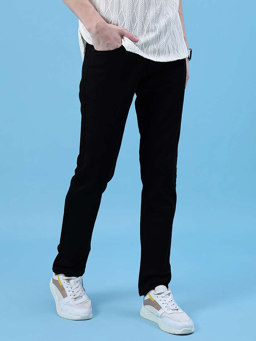 men solid mid rise slim fit jean