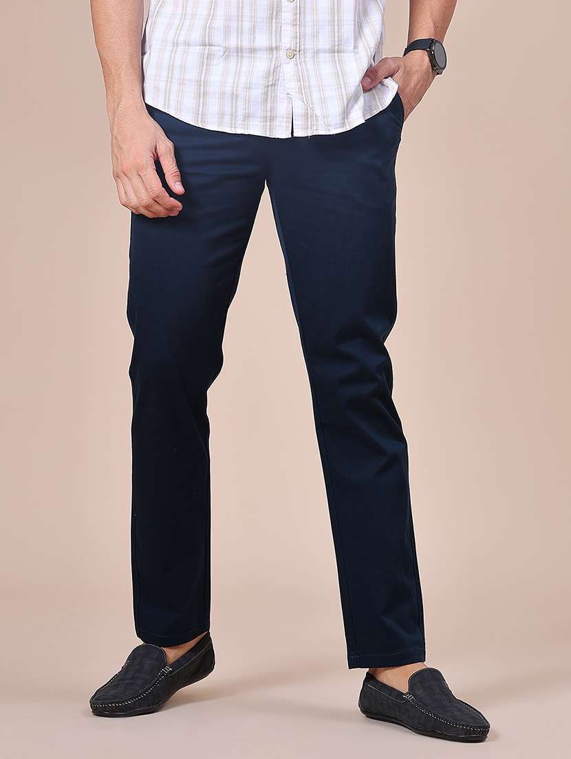 men solid mid rise casual chinos - 21997017 -  Standard Image - 1