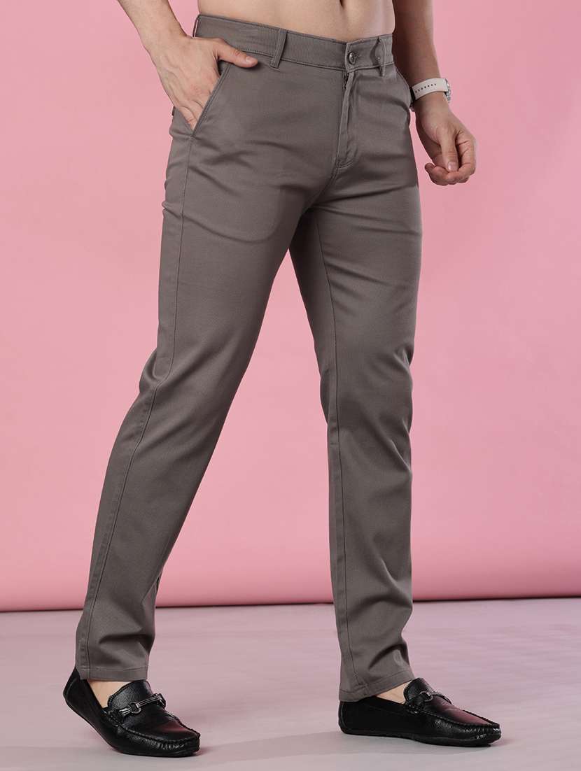 men solid mid rise casual chinos - 21997018 -  Standard Image - 1
