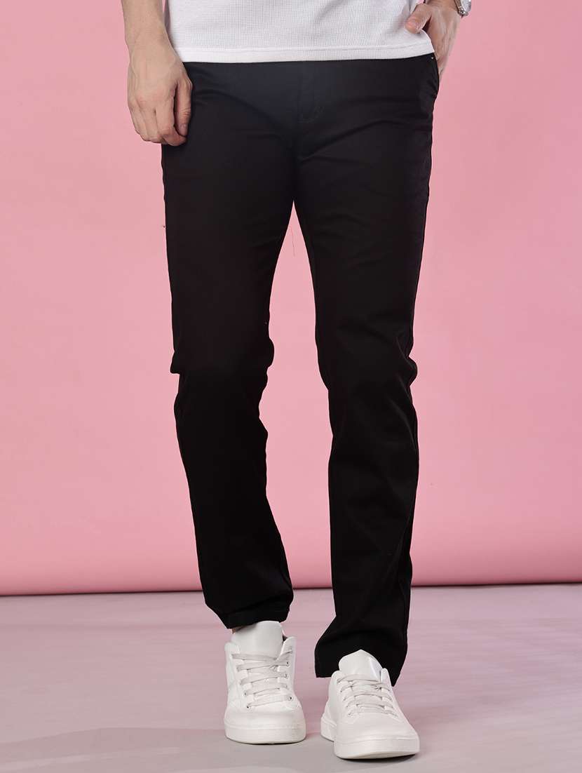 men solid mid rise casual chinos - 21997019 - Standard Image - 1