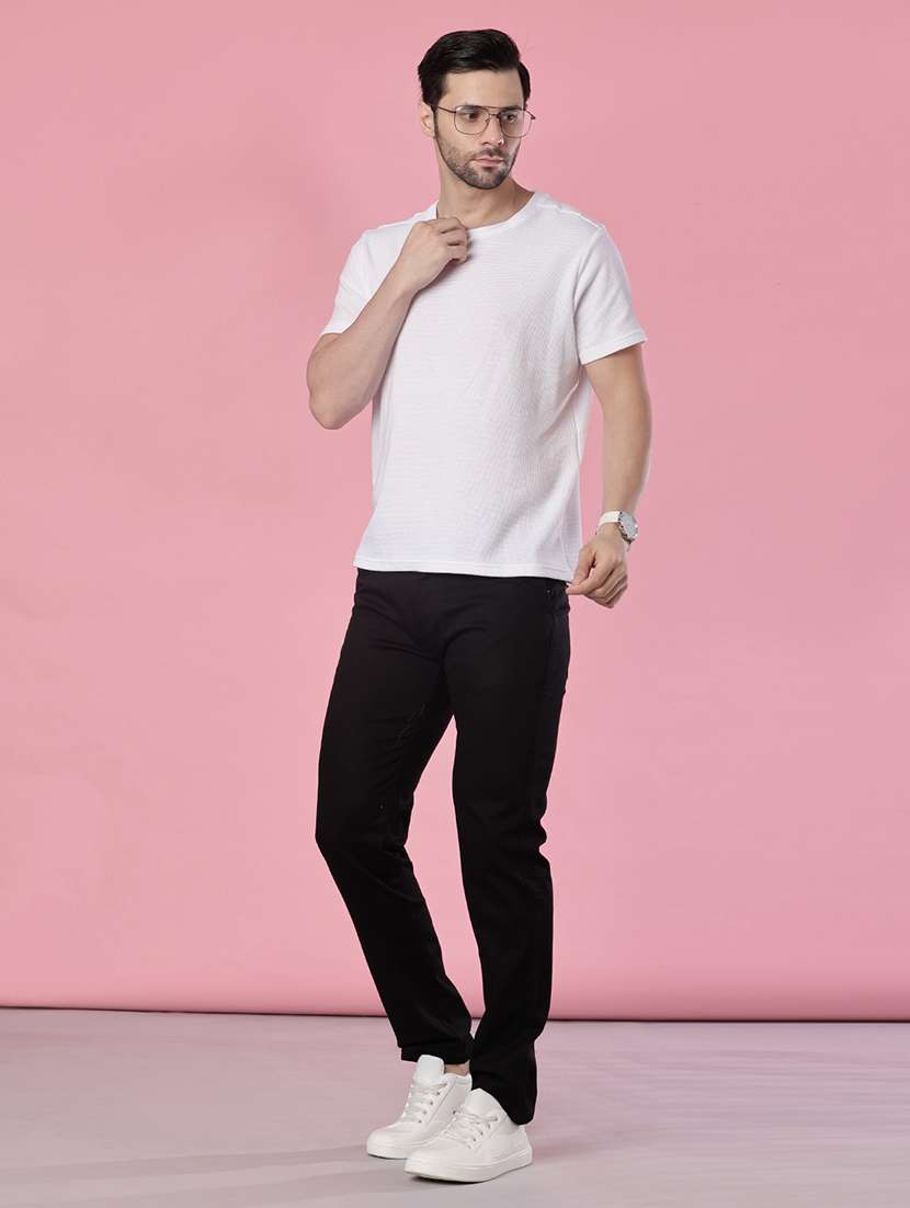 men solid mid rise casual chinos - 21997019 - Standard Image - 4
