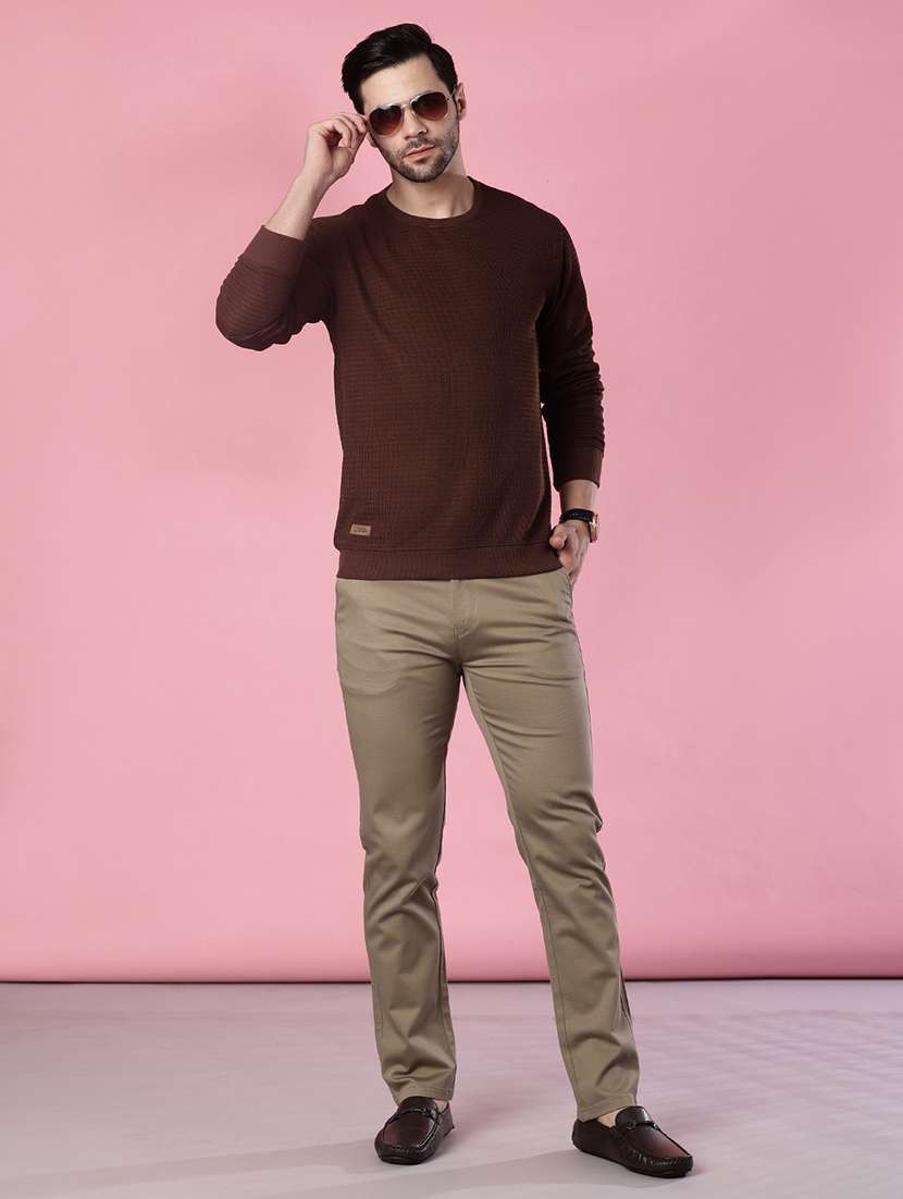 men solid mid rise casual chinos - 21997020 -  Standard Image - 4