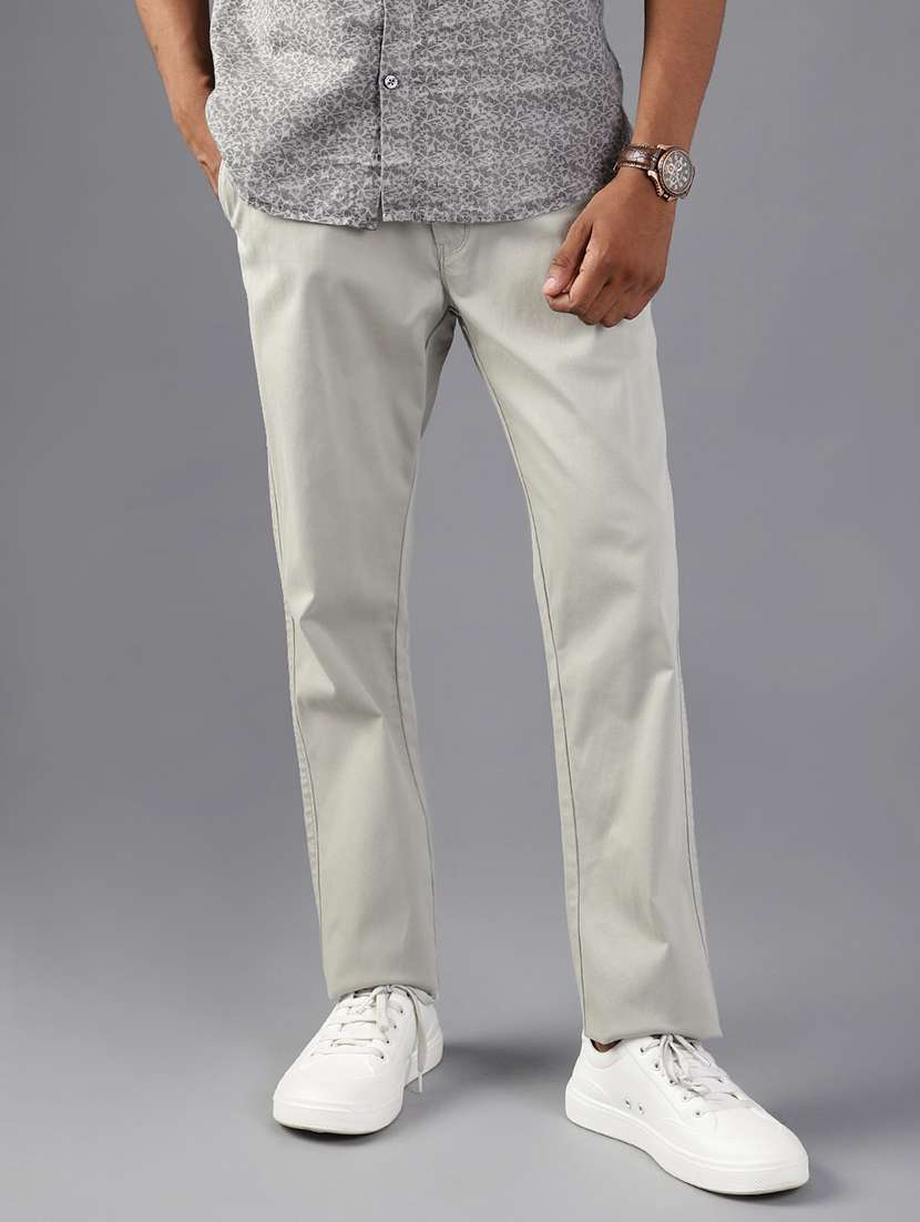men solid mid rise casual chinos - 21997023 -  Standard Image - 1