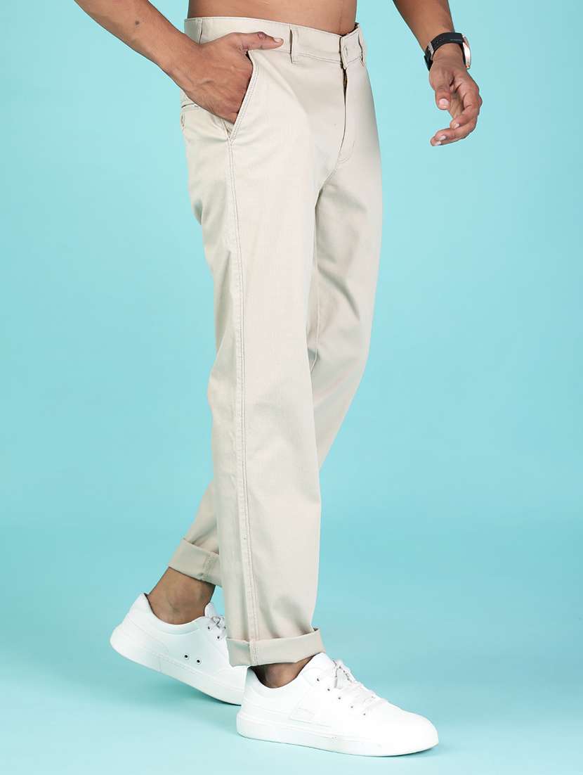 men solid mid rise casual chinos - 21997025 -  Standard Image - 1