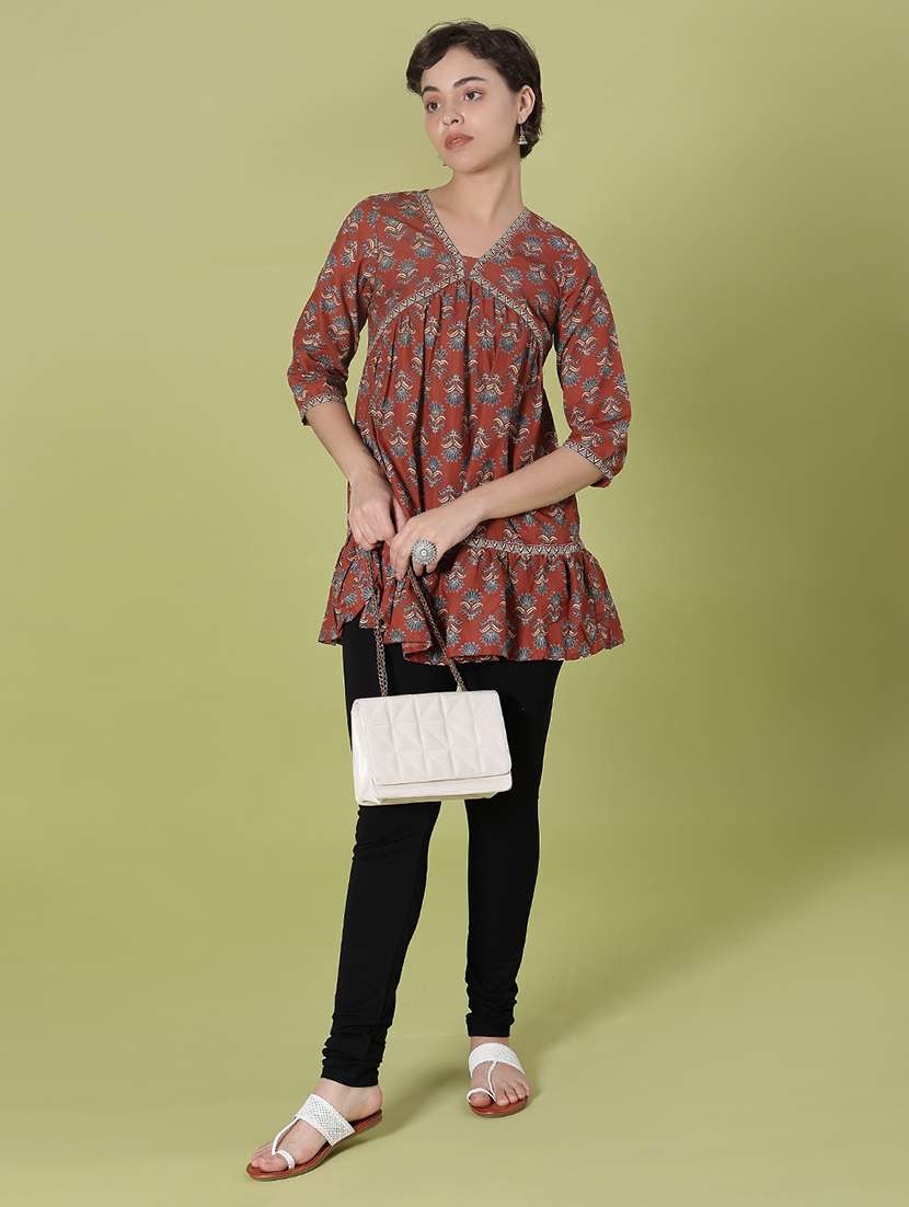 women printed three quarter sleeve kurti - 21997074 -  Standard Image - 4