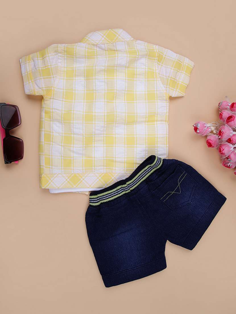 boys checkered shirt & shorts casual wear set - 21997090 -  Standard Image - 1