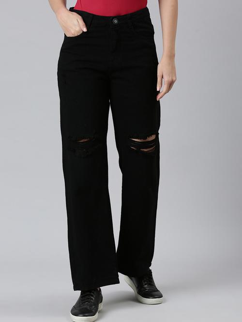 women slash knee straight fit jean - 21997122 -  Standard Image - 0