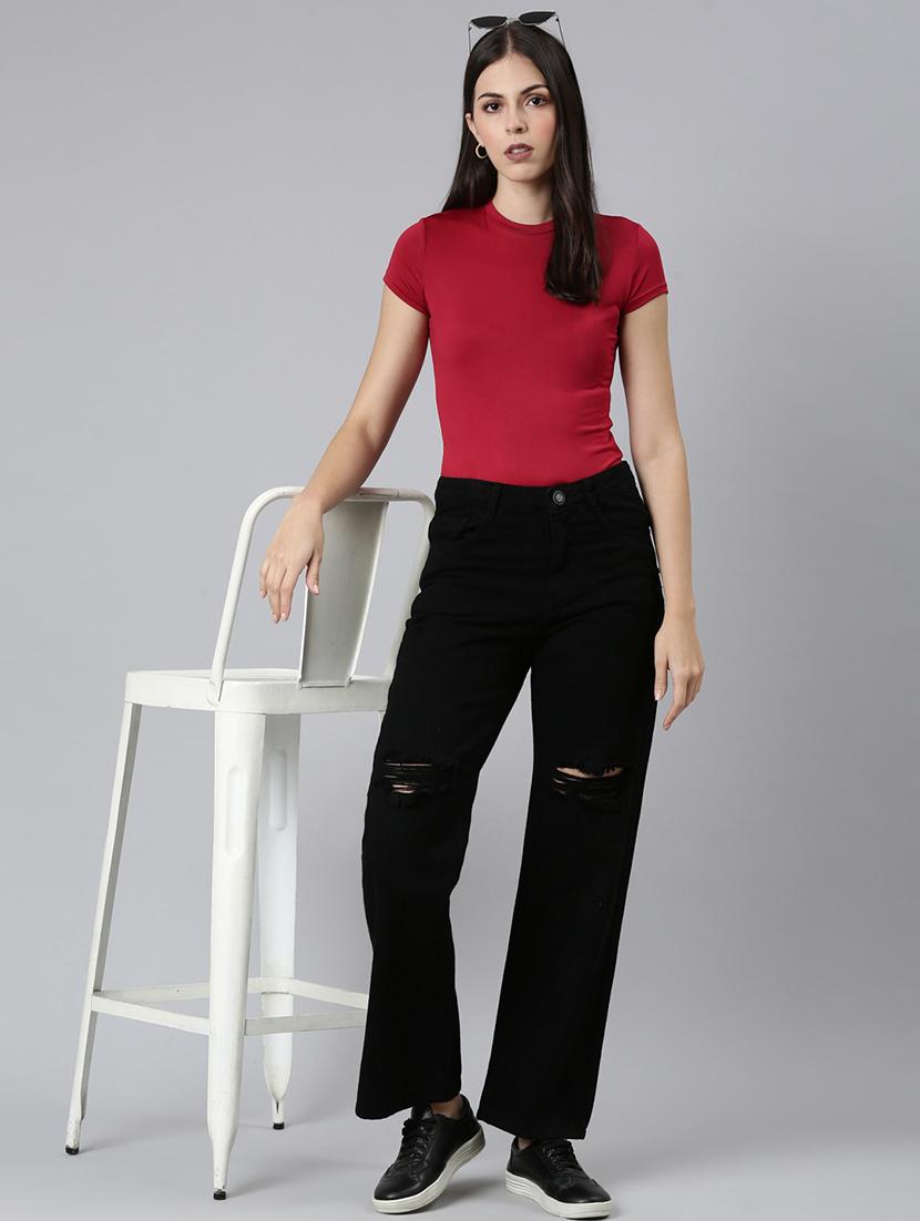 women slash knee straight fit jean - 21997122 - Standard Image - 4