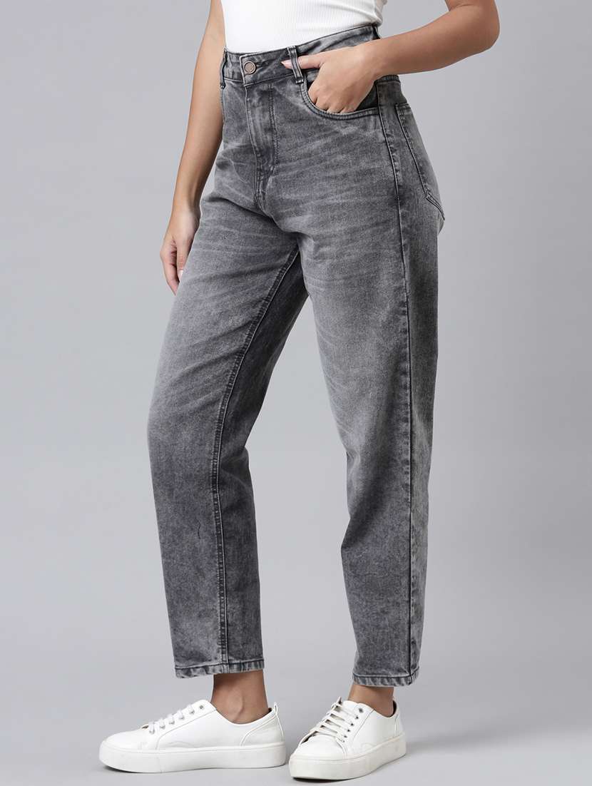 women solid high rise straight fit jean - 21997125 -  Standard Image - 1