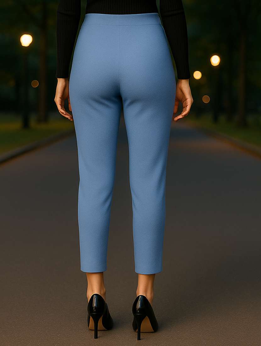 women solid high rise cigarette pants - 21997129 -  Standard Image - 1