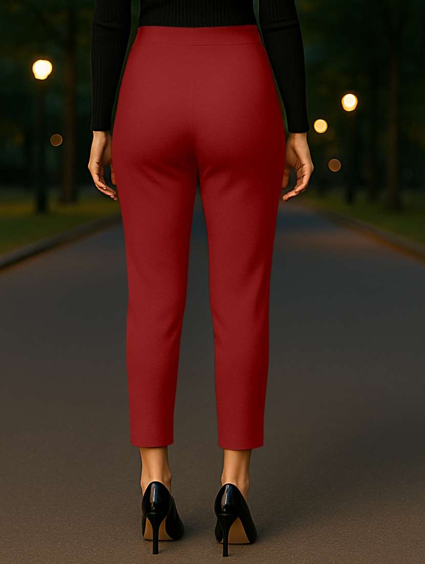 women solid high rise cigarette pants - 21997130 -  Standard Image - 1