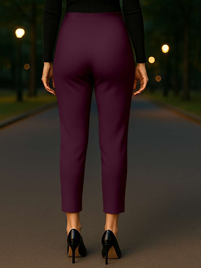 women solid high rise cigarette pants - 21997132 -  Standard Image - 1