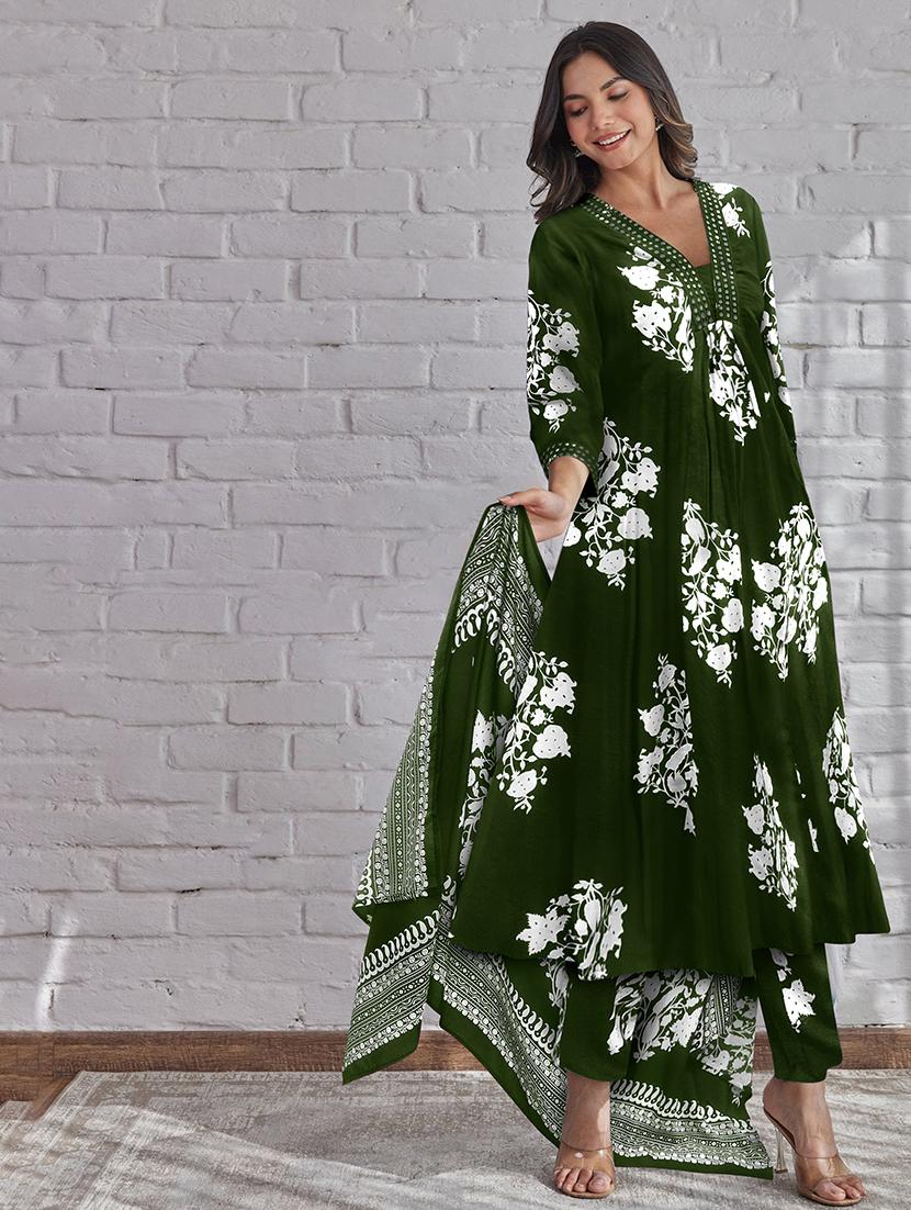 women floral three quarter sleeve kurta pant with dupatta set - 21997135 - Standard Image - 4