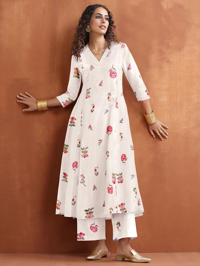 women floral printed three quarter sleeve kurta palazzo set - 21997153 -  Standard Image - 1
