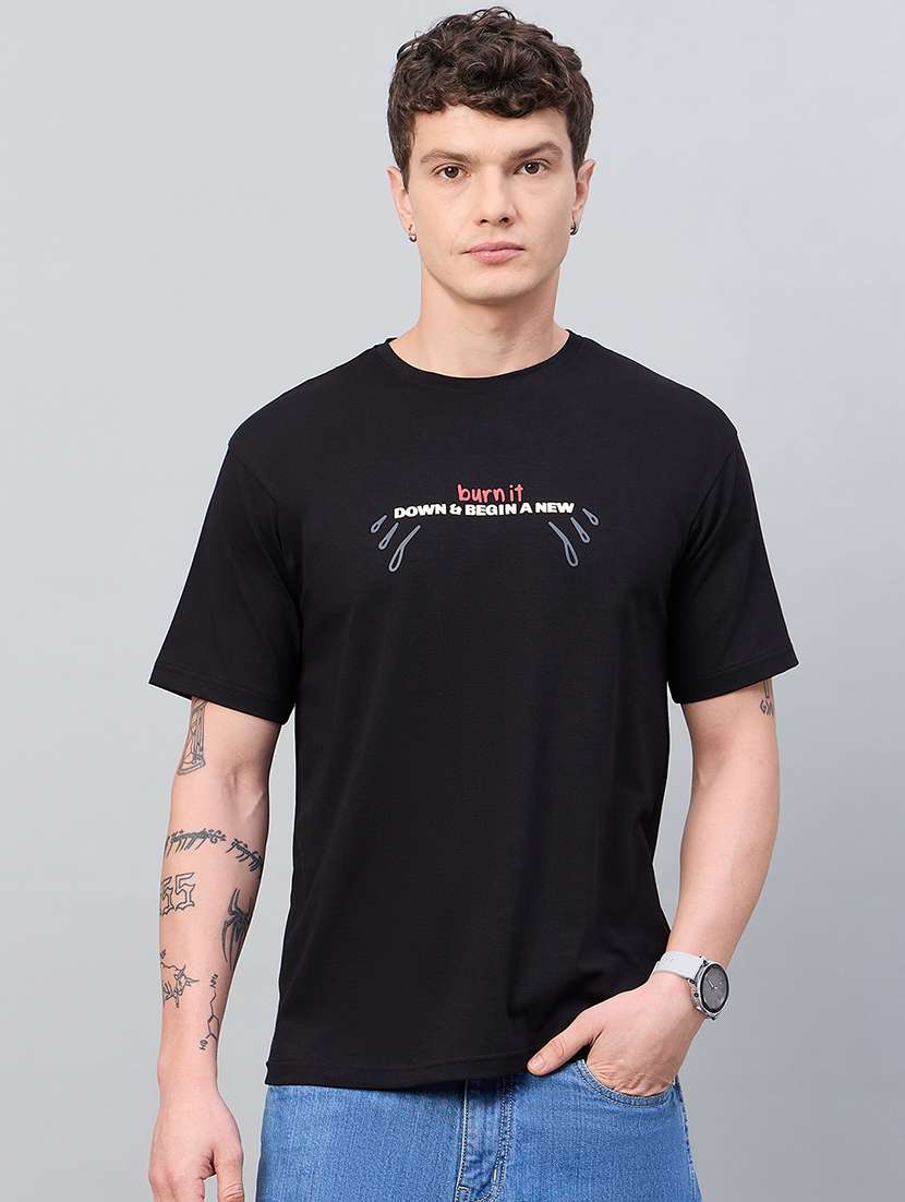 men front & back print round neck regular fit t-shirt - 21997164 -  Standard Image - 1