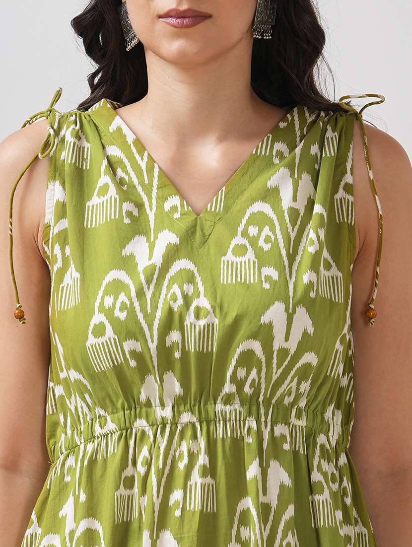 women pringted sleeveless a-line dress - 21997211 -  Standard Image - 4