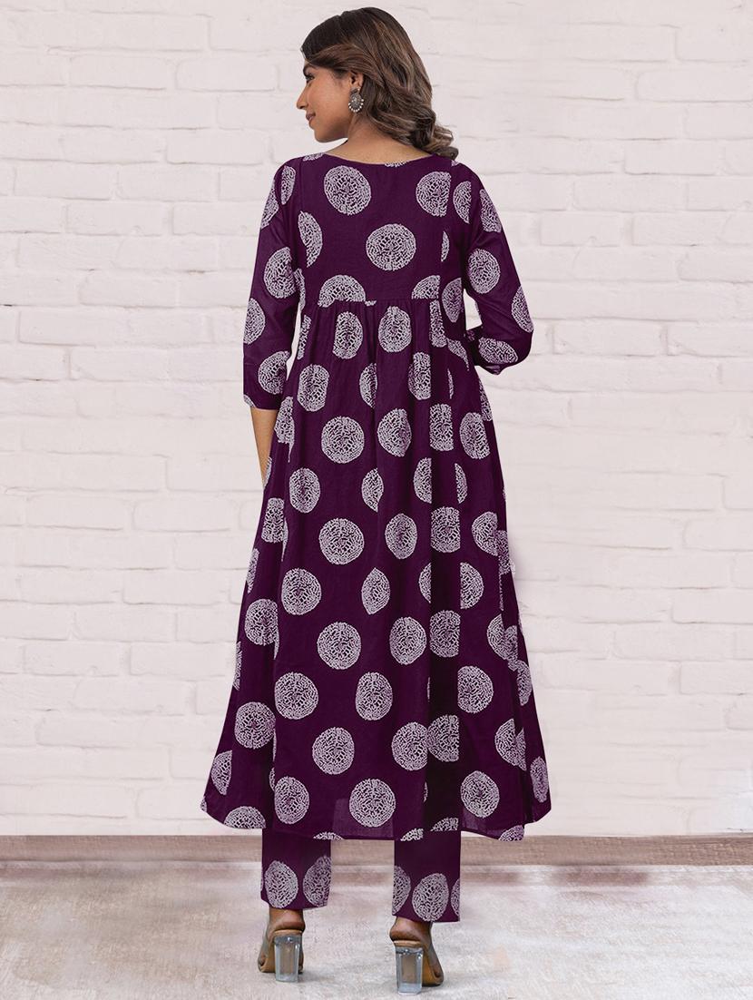 women printed three quarter sleeve anarkali kurta pant with dupatta set - 21997230 - Standard Image - 4