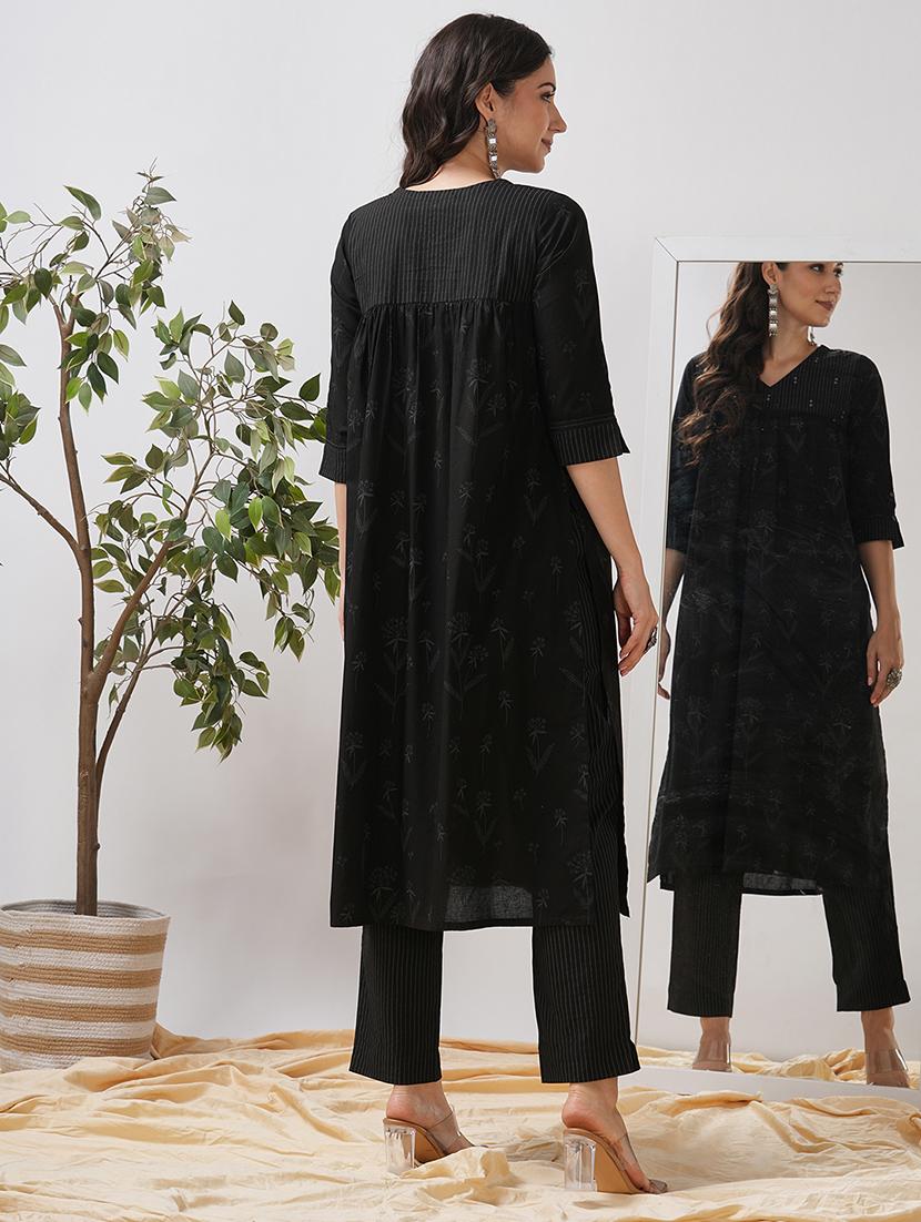 women printed three quarter sleeve a-line kurta - 21997244 - Standard Image - 4