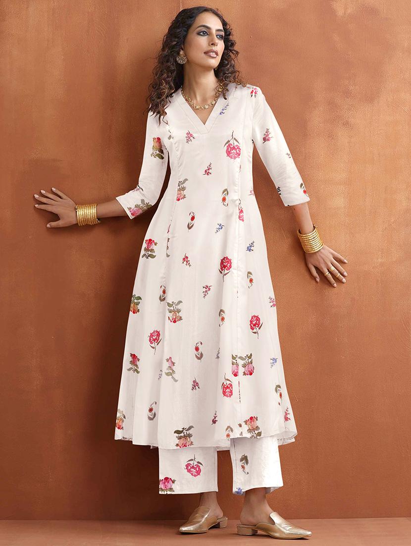 women floral print a-line kurta and palazzo set - 21997249 - Standard Image - 1