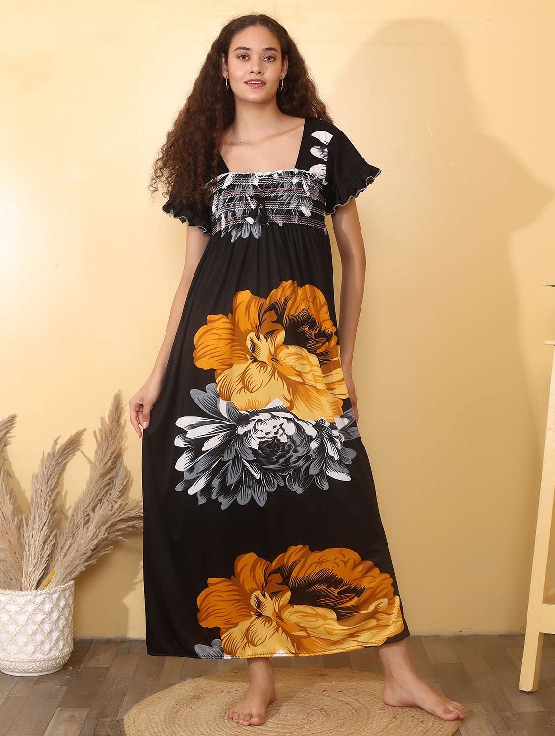 women floral print short sleeve nighty - 21997303 -  Standard Image - 1