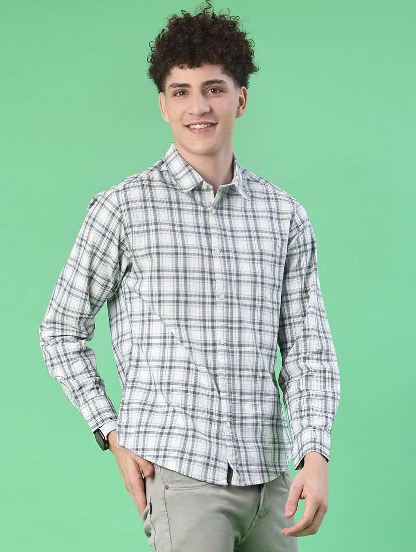 men checkered long sleeve regualr fit casual shirt - 21997347 -  Standard Image - 1