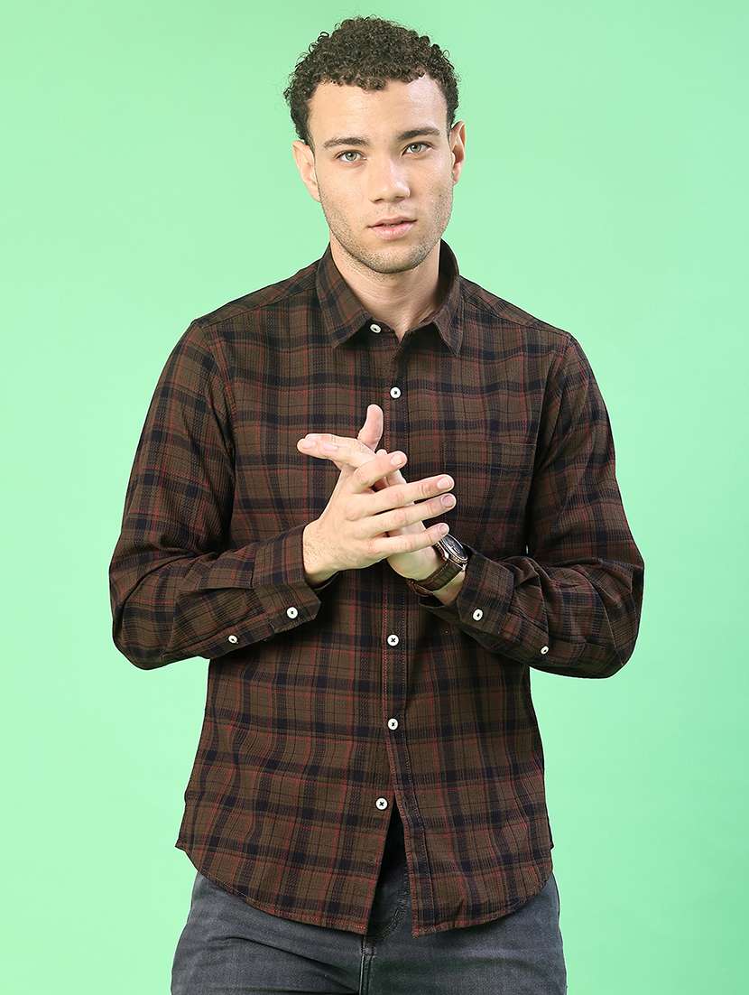 men checkered long sleeve regualr fit casual shirt - 21997348 -  Standard Image - 1