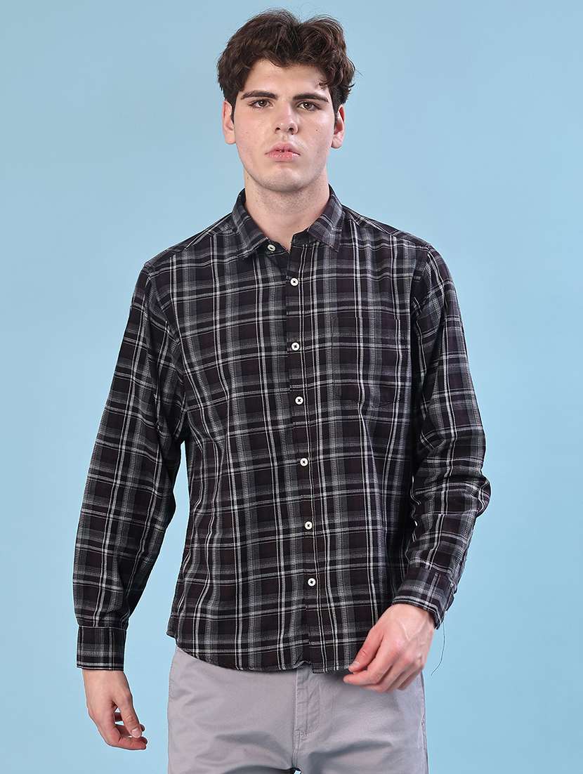 men checkered long sleeve regualr fit casual shirt - 21997350 -  Standard Image - 1
