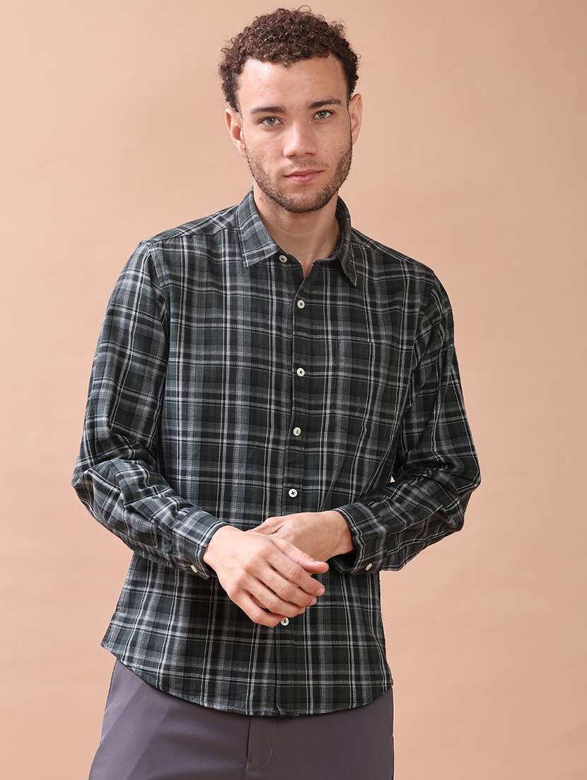 men checkered long sleeve regualr fit casual shirt - 21997351 -  Standard Image - 1