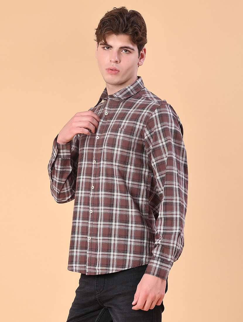men checkered collared long sleeve shirt - 21997352 -  Standard Image - 1