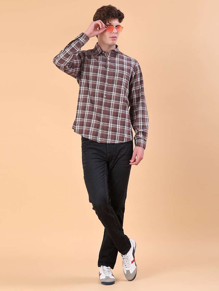 men checkered collared long sleeve shirt - 21997352 -  Standard Image - 4