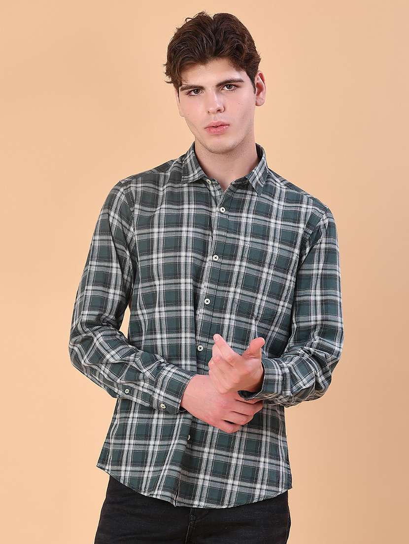 men checkered collared long sleeve shirt - 21997353 -  Standard Image - 1