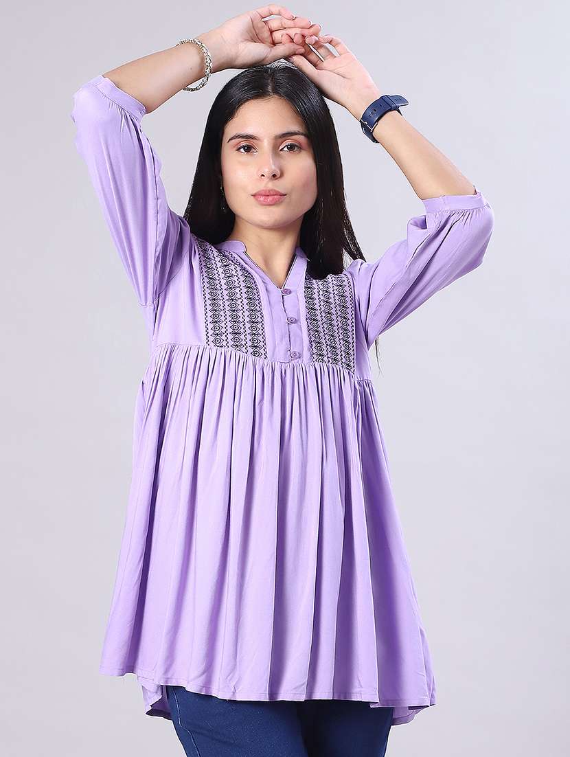 women printed three quarter sleeve kurti - 21997427 -  Standard Image - 1