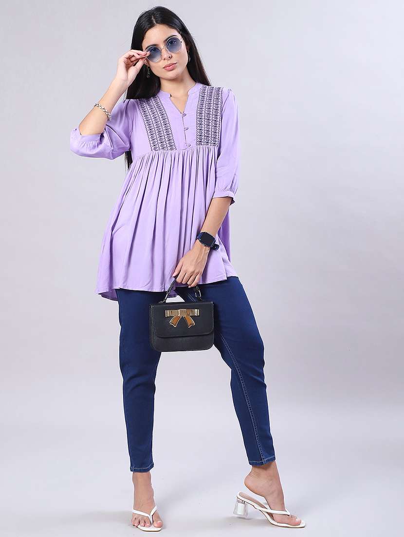 women printed three quarter sleeve kurti - 21997427 -  Standard Image - 4