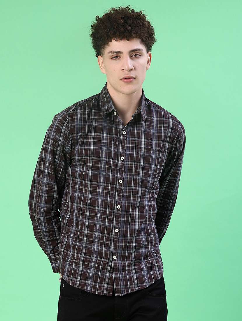men checkered long sleeve regualr fit casual shirt - 21997537 -  Standard Image - 1