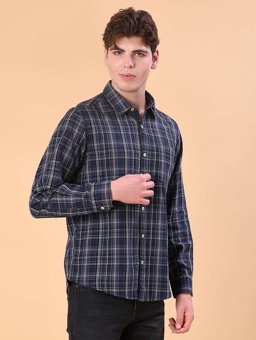 men checkered collared long sleeve shirt - 21997538 -  Standard Image - 1