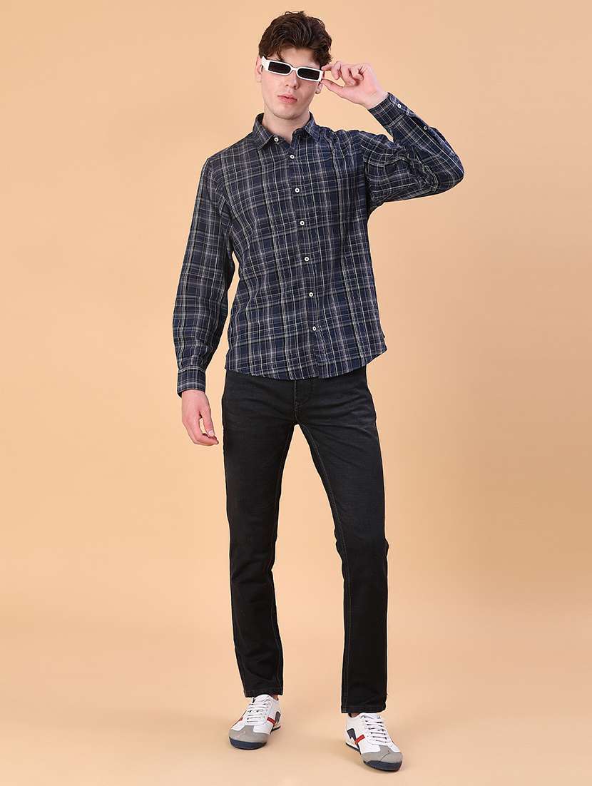 men checkered collared long sleeve shirt - 21997538 -  Standard Image - 4