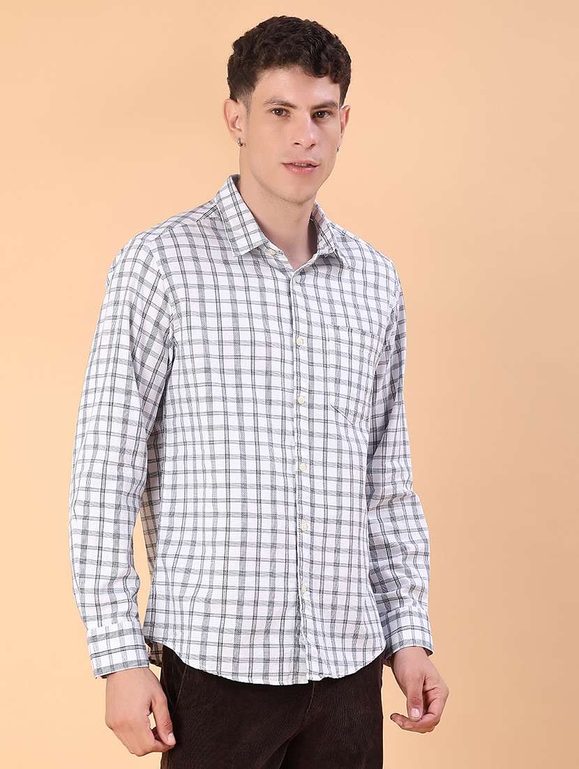 men checkered collared long sleeve shirt - 21997564 -  Standard Image - 1