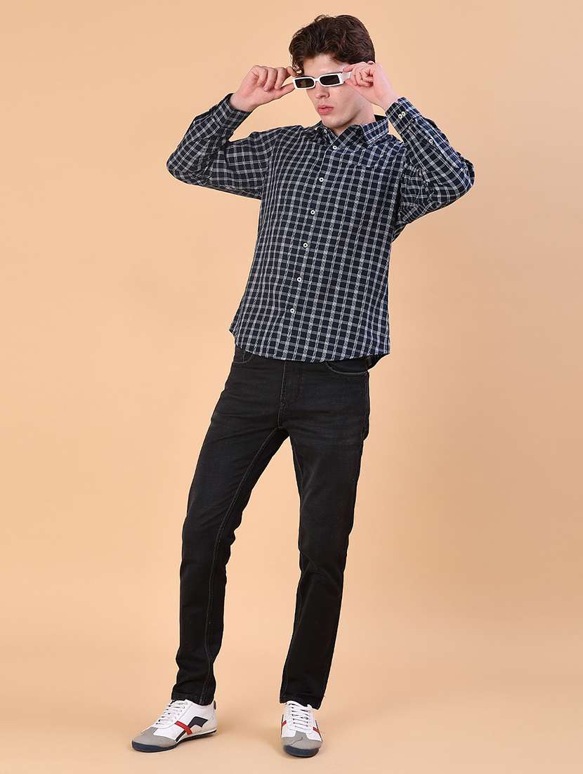 men checkered collared long sleeve shirt - 21997565 -  Standard Image - 4