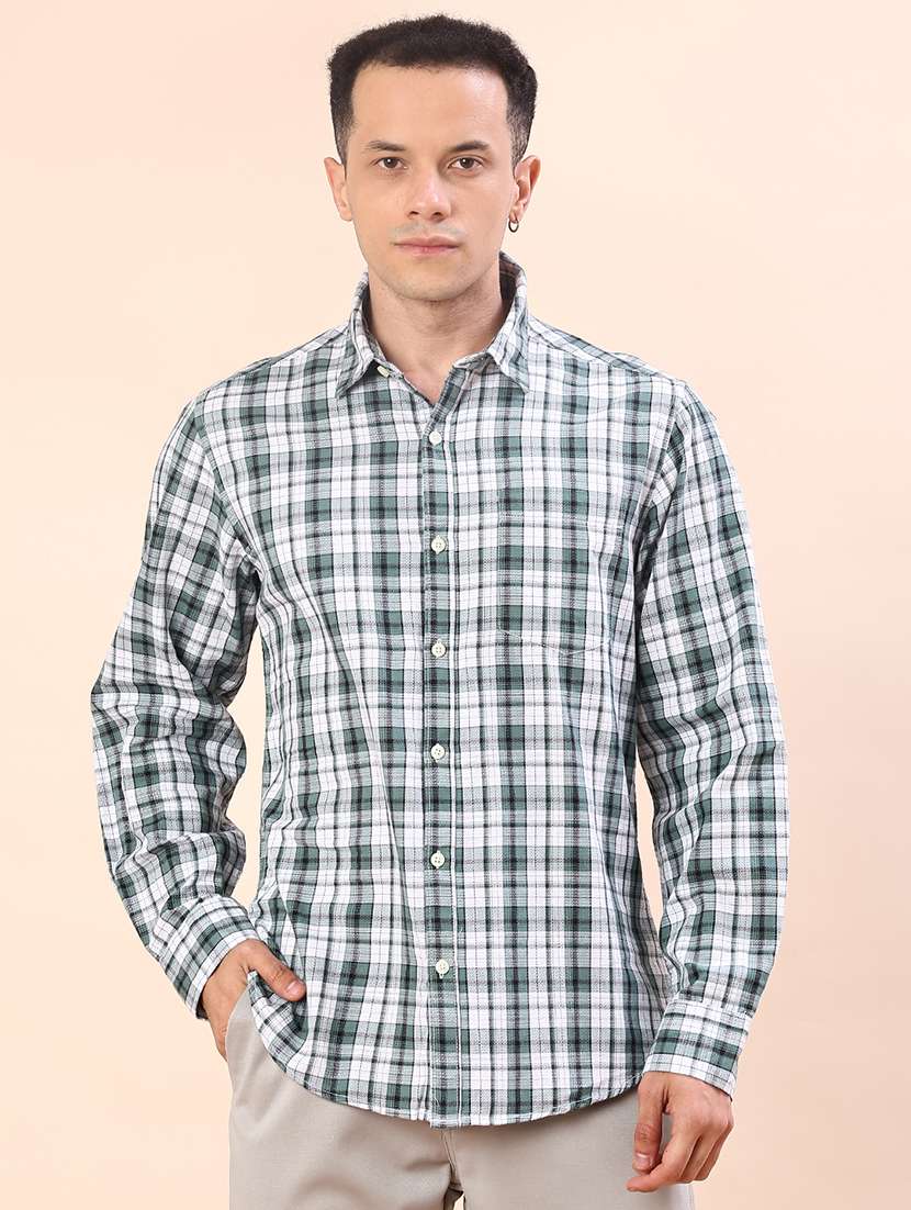 men checkered long sleeve regualr fit casual shirt - 21997567 -  Standard Image - 1