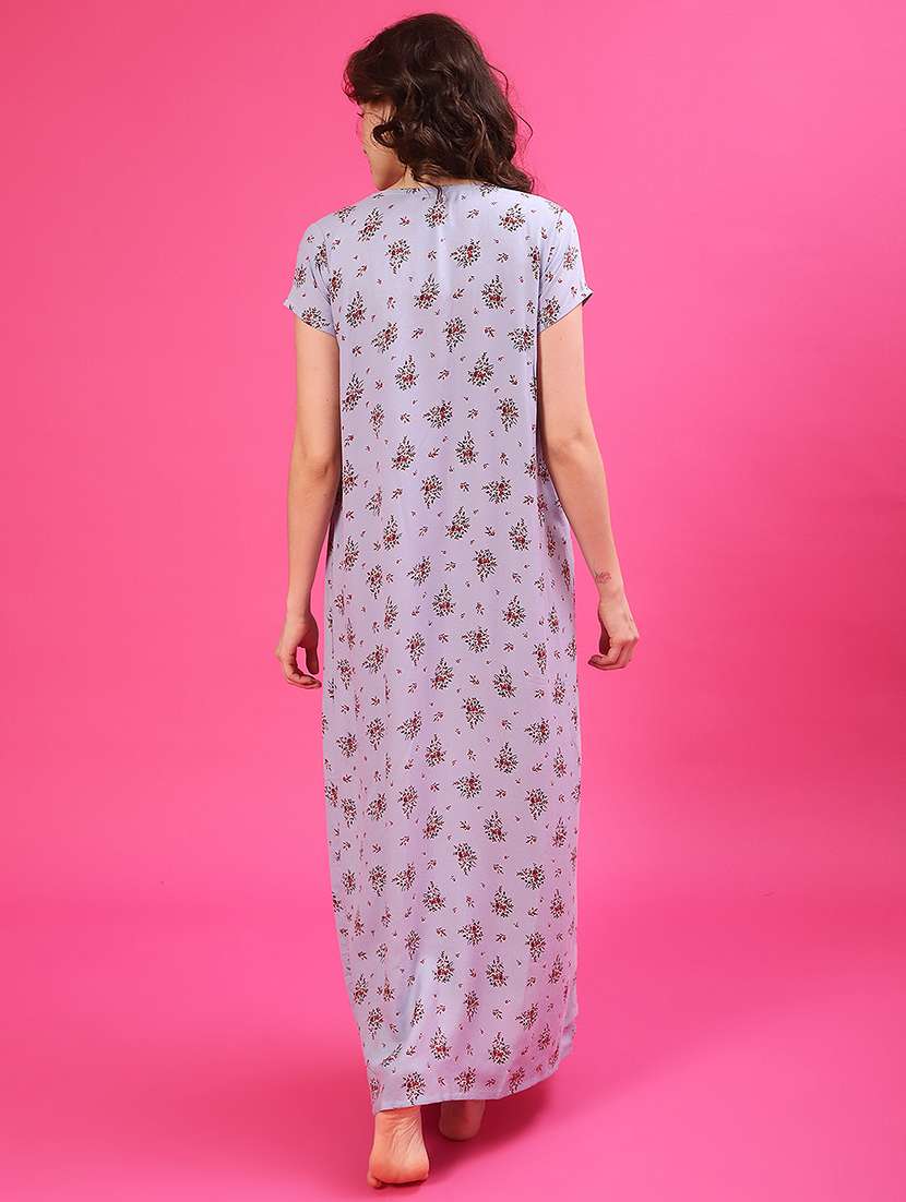 women printed short sleeve nighty - 21997571 -  Standard Image - 4