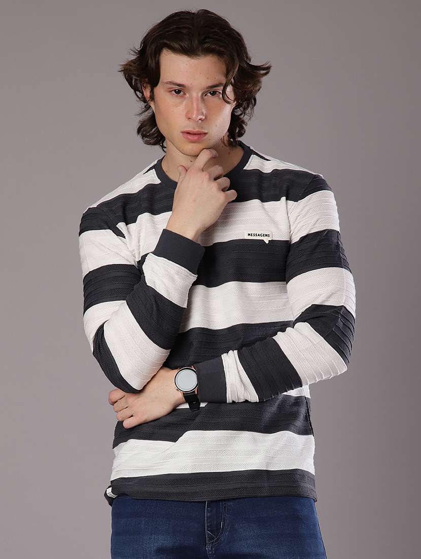 men stripes long sleeve slim fit t-shirt  - 21997573 -  Standard Image - 1