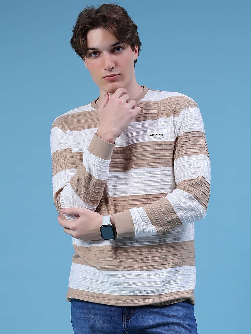 men stripes long sleeve slim fit t-shirt - 21997576 - Standard Image - 1