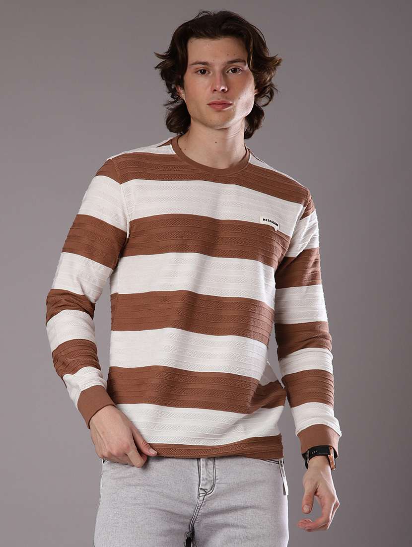 men stripes long sleeve slim fit t-shirt  - 21997577 -  Standard Image - 1