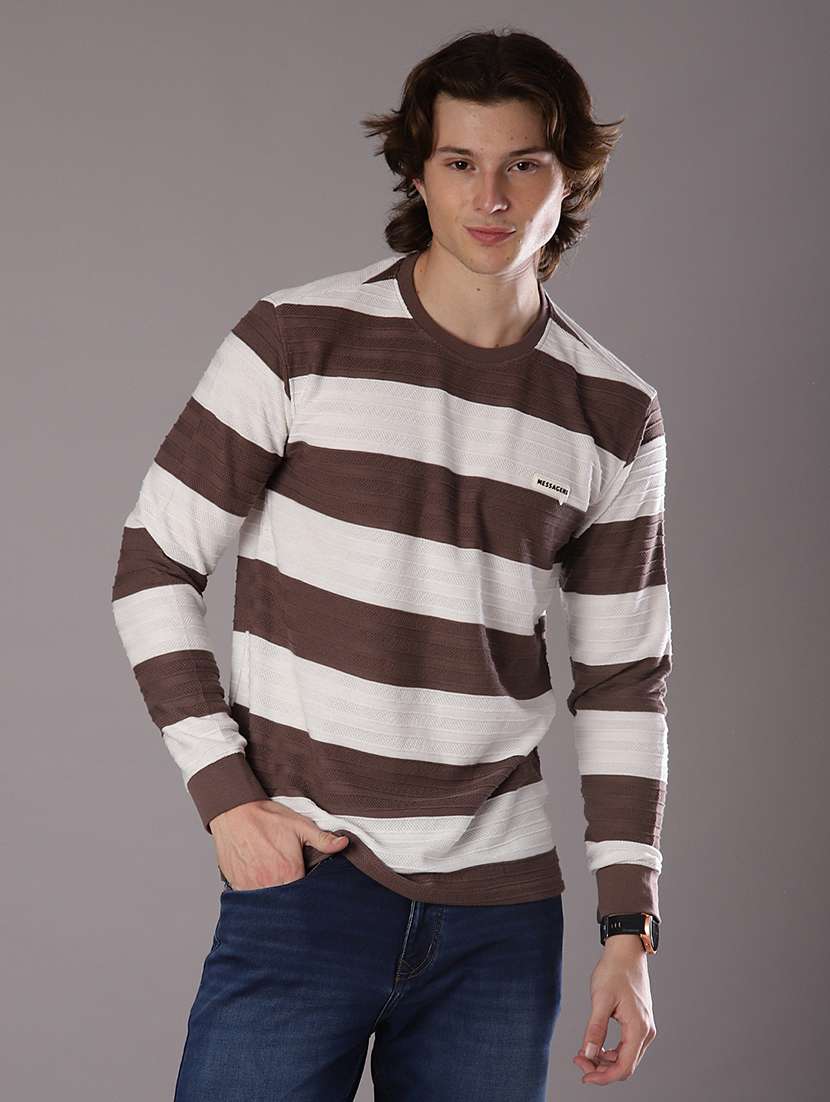 men stripes long sleeve slim fit t-shirt  - 21997579 -  Standard Image - 1