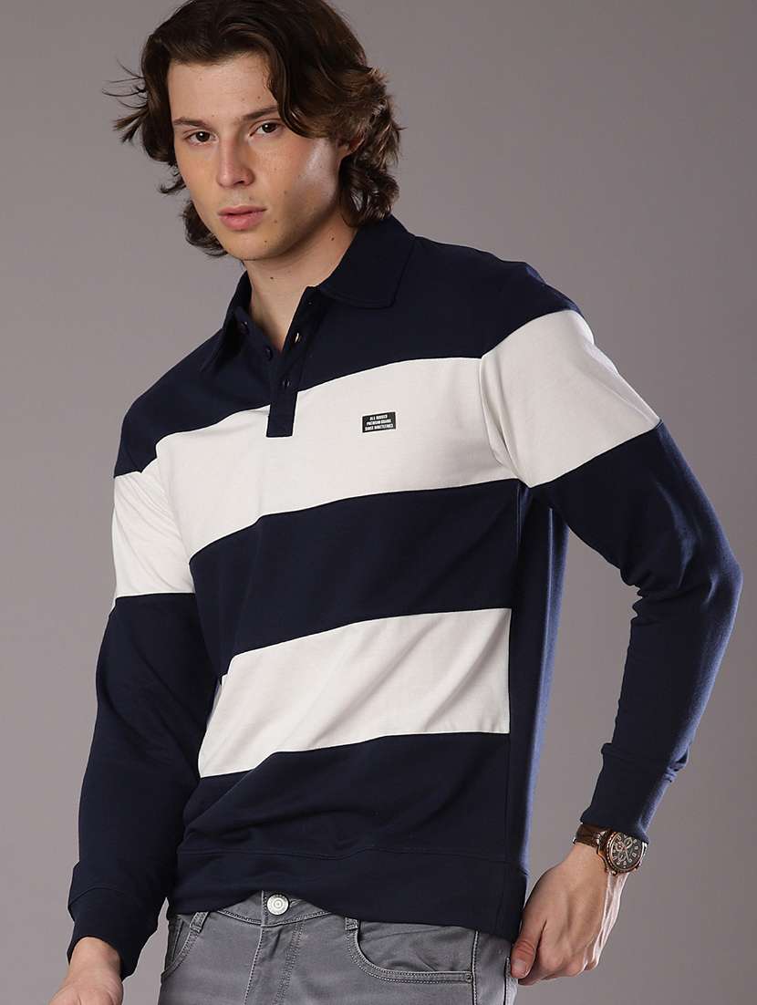 men color block long sleeve slim fit t-shirt 