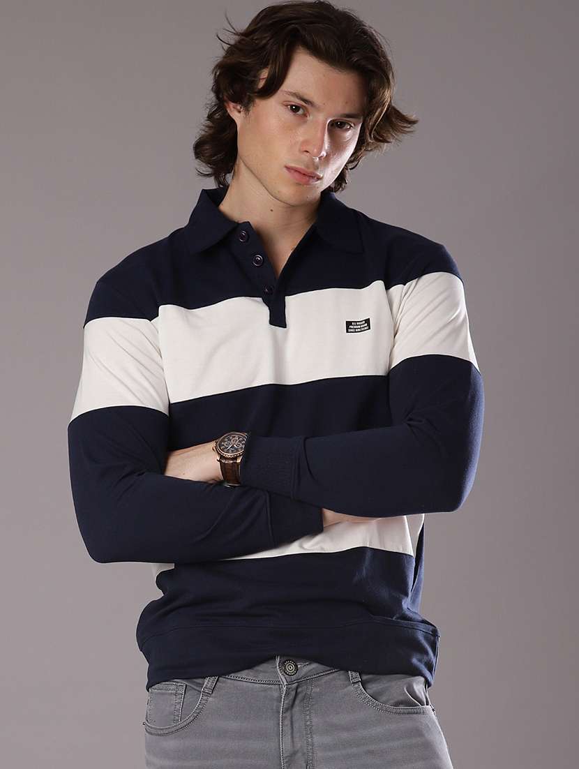 men color block long sleeve slim fit t-shirt  - 21997623 -  Standard Image - 1