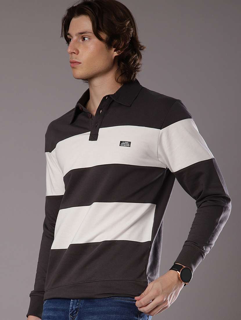 men color block long sleeve slim fit t-shirt  - 21997631 -  Standard Image - 1