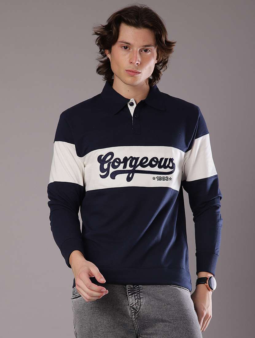 men chest print long sleeve slim fit t-shirt  - 21997632 -  Standard Image - 1