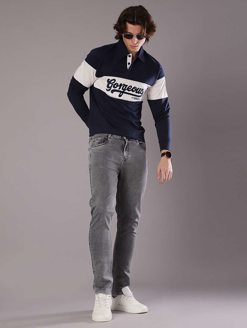 men chest print long sleeve slim fit t-shirt  - 21997632 -  Standard Image - 4