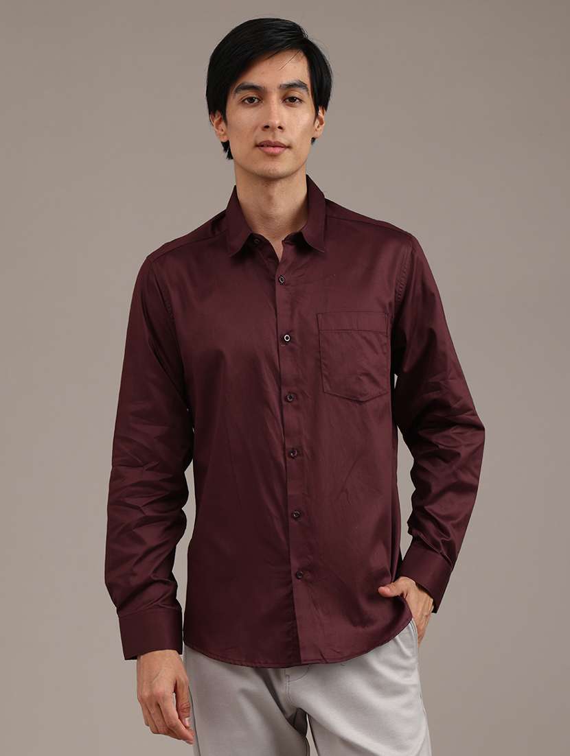 men solid long sleeve regular fit casual shirt - 21997640 -  Standard Image - 1